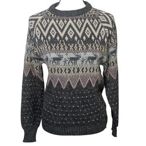 Vintage Kennington California Fair Isle Reindeer Sweater S Wool